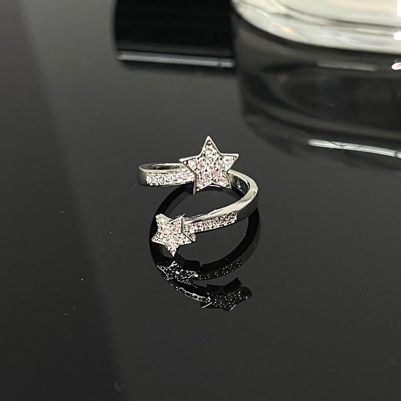 Meteor Ring Female Niche Design Light Luxury High Sense Cold Wind Inlaid Zircon Small Fragrant Wind Star Opening