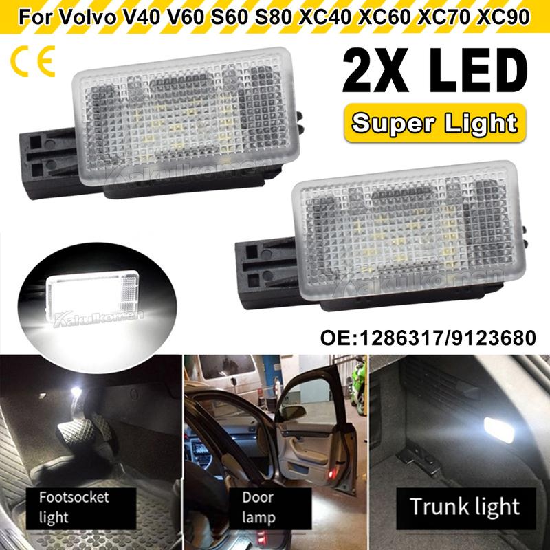 2Pcs LED Courtesy Luggage Trunk Boot Light Footwell Welcome Door Lamp For Volvo V40 V40CC V60 S60 S80 XC40 XC60 XC90 OEM:1286317