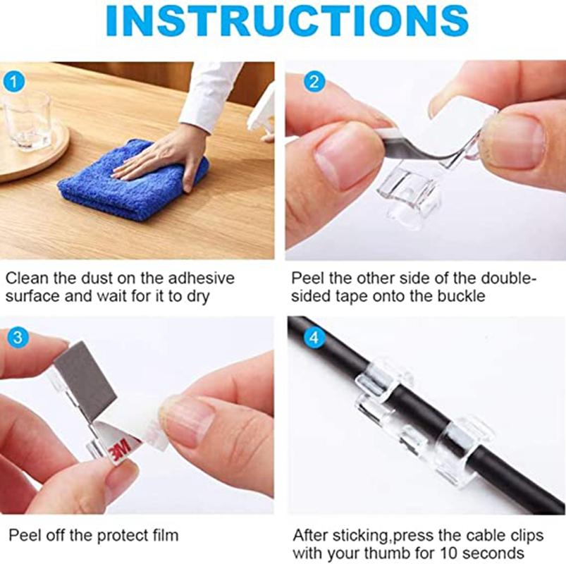 Data Cable Fixing Clamp Self Adhesive Wire Manager Usb Charger Cord Organizer Telephone Line Winder Retainer Clip Cable