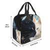 Cartoon Black White Cat Print Insulated Lunch Bag for Women Office Cooler Thermal Food Box Tote Portable Lunch Boxes Container