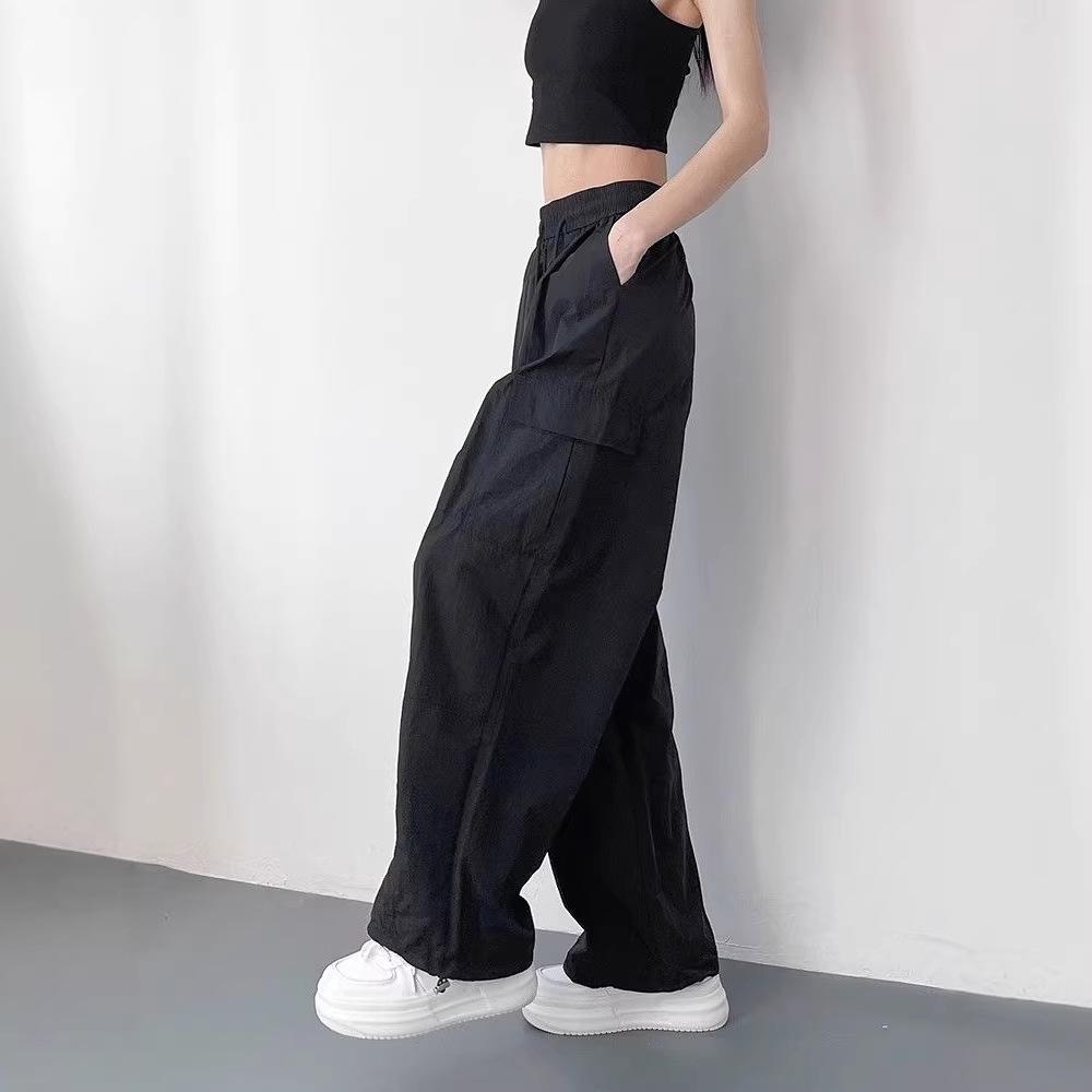 Women's Summer High-Waist Retro Joggers: Casual Wide-Leg Straight Pants