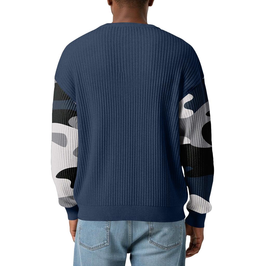 Herrtröja med snygg, ribbad och texturerad långärmad kamouflagemönster