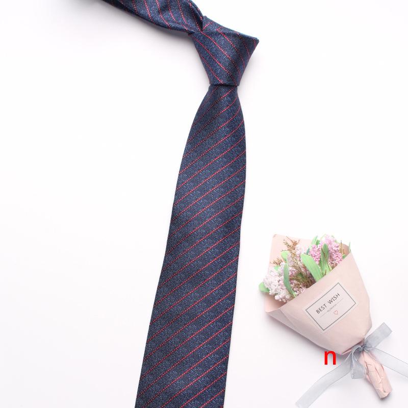 Navy Blue Series Oblique Striped Tie Men'S Business Flower 8Cm Polyester Silk Tie