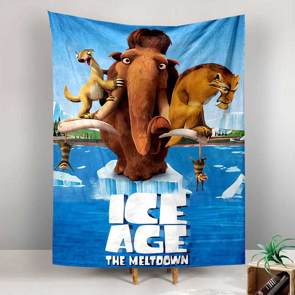 Ice Age The Meltdown Tapestry Wall Hanging, Sid Manny Diego Cartoon Movie Art, Fun Family Wall Decor for Kids Bedroom Playroom