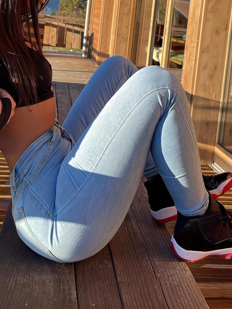 Letnie Retro Casual Dżinsy z Wysokim Stanem Kobiety Vintage Guziki Kieszenie Denim Spodnie Ołówkowe Moda Damska Szykowna Slim Streetwear Prane Spodnie