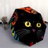 1pc Black Cat Illustration Automatic Folding Umbrella - 8-Rib Iron Frame, Windproof, Portable Sunshade with Plastic Handle for Travel & Outd