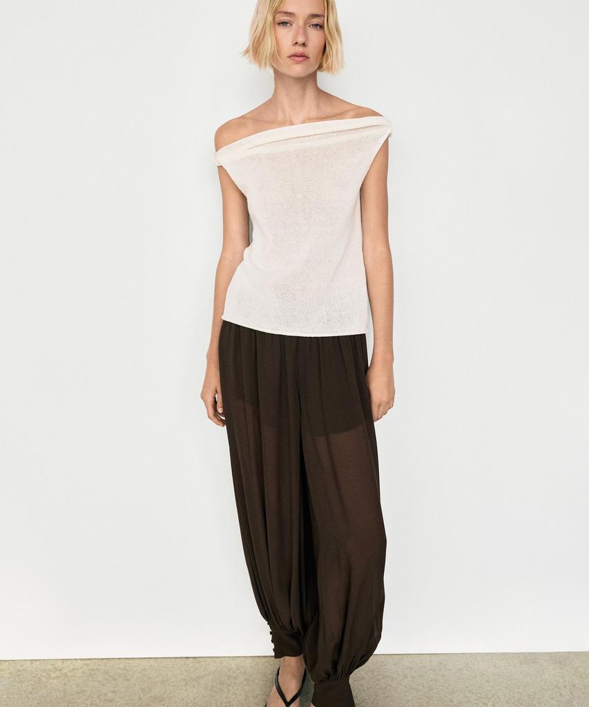 Masimodutti Ribbed Strapless Knit Top