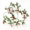 Garland Red Berry For Christmas Decoration Easter Decorations Artificial Leaf Holly Leaf Leaf Vine