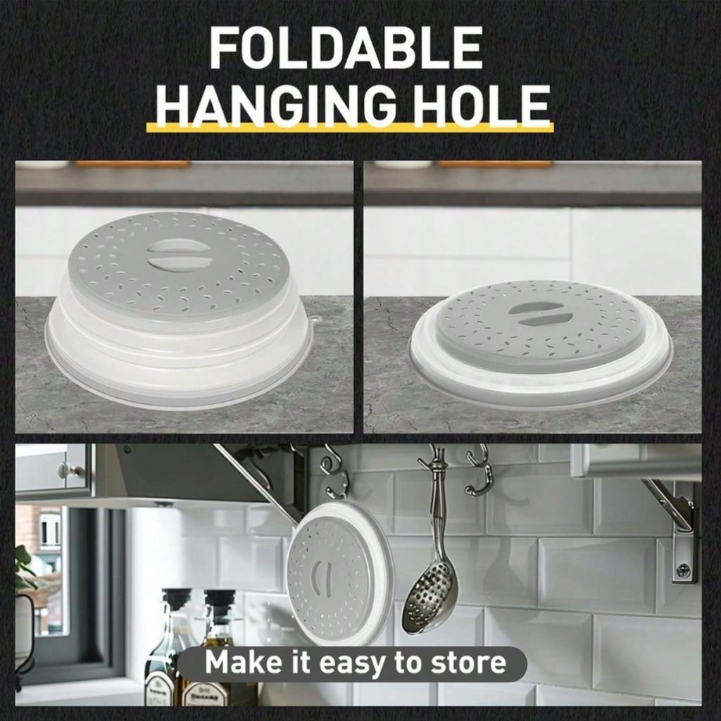 1pc Silicone Microwave Splatter Cover with Expandable Food Heating Anti-Splatter Lid, Foldable Drain Basket, Dishwasher Safe, Multi-Purpose Accessory