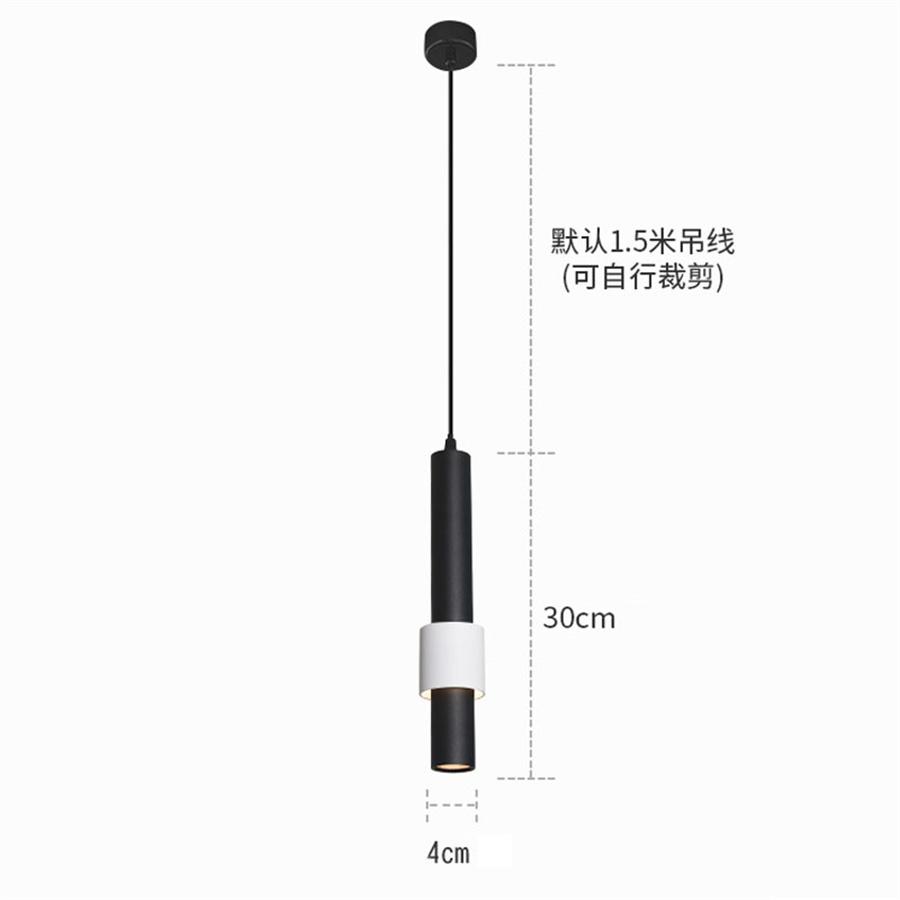 Long Tube Pendant Light Bedroom Bedside Hanging Light Black White Pendant Lamps Bar Cafe Droplight Suspension Light