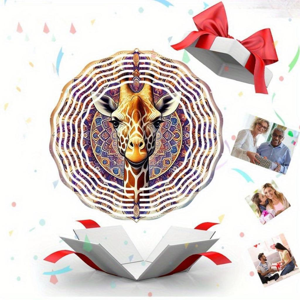 Rotating Wind Chime for Outdoor Garden Patio Decor 2D Dynamic Art with 360 Degree Spinning Hook Universal Holiday Wind Power Decorations