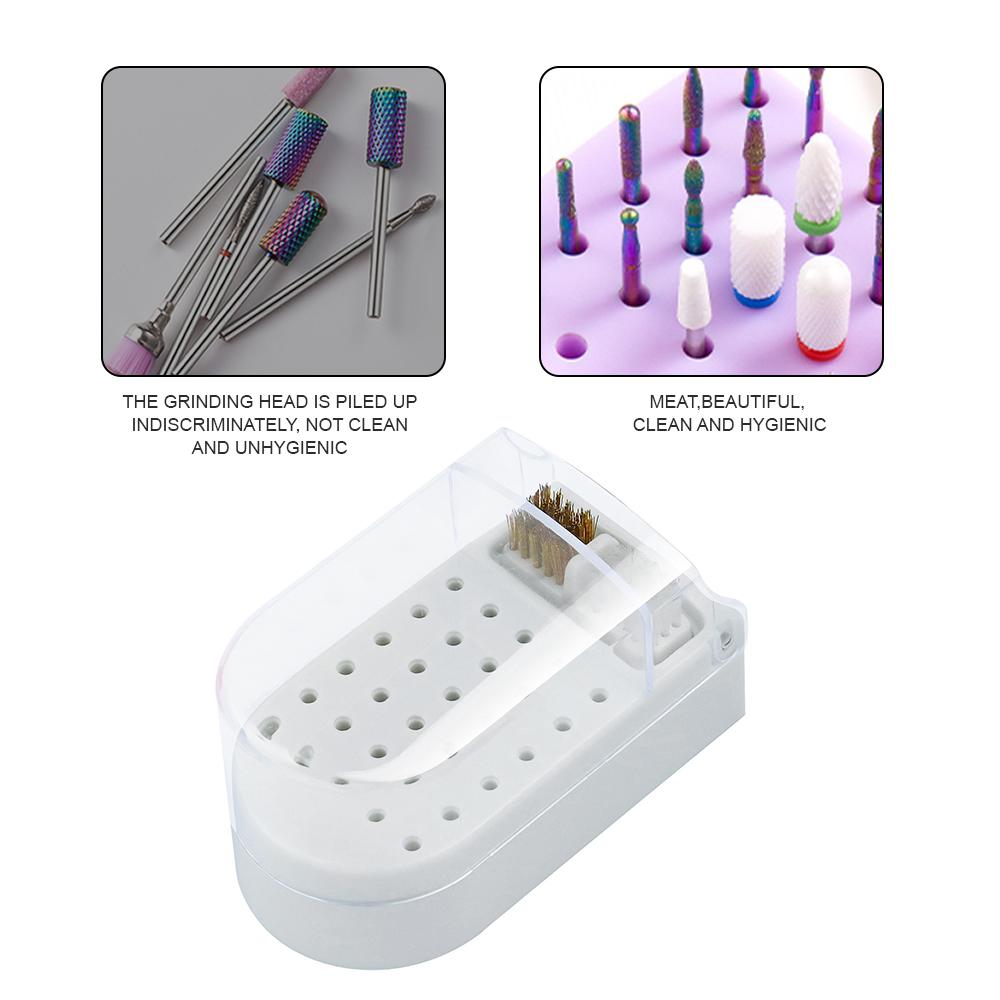 30 Holes Dental Bur Box With Brush Plastic Burs Drills Holder Diamond Endo File Placement Case Block Dentistry Instruments New