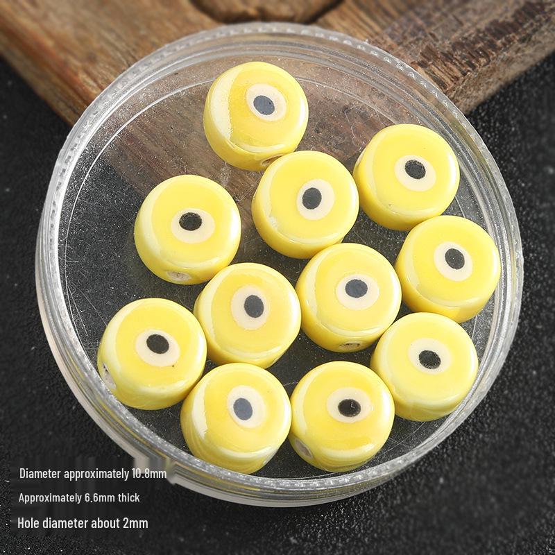 Colored Spacer Demon Eye Ceramic Bead Bracelet - DIY Jewelry Accessory with Loose Beads for Bracelets and Phone Chains