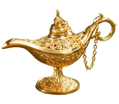 Lámpara Mágica de Aladdín Mini, Objeto Dorado Pequeño, 11,5 x 4 x 7,5 cm, Recuerdo, Premio, Regalo, Artículo Divertido