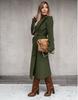Women's Spring/Autumn Simple V-neck Wool Long Coat with Tie