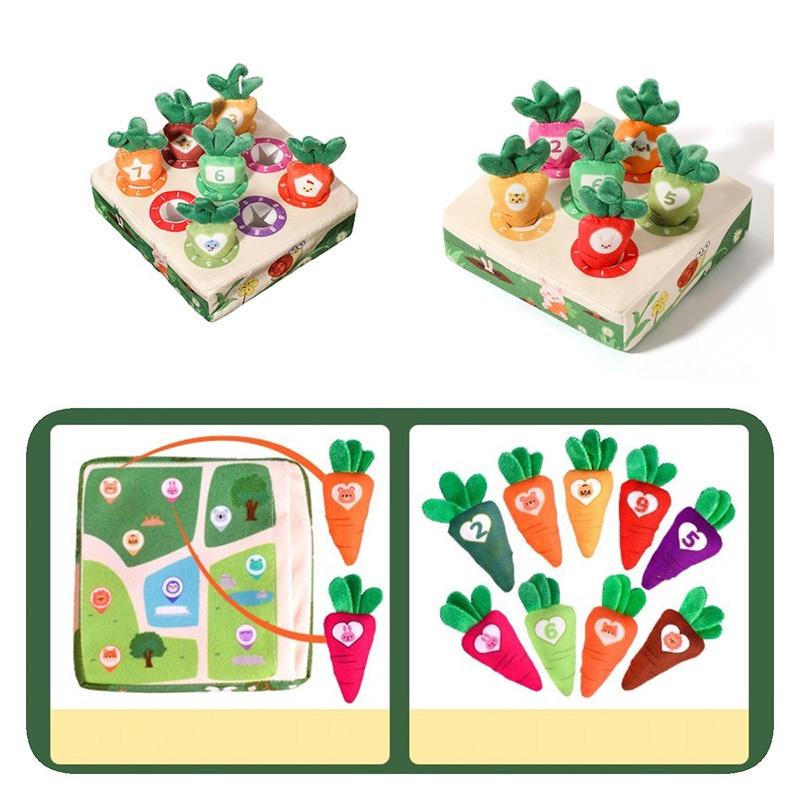 Educational Plush Toy For Children Shape Color And Number Recognition Farm Carrot Puller