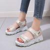 Summer Casual Womens Open Toe Sandals With Breathable Pu Upper For Beach And Daily Wear