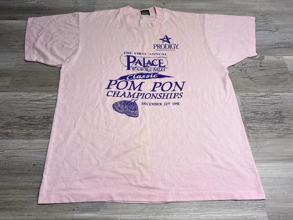 Vintage 90s Pom Pon Championships T-Shirt Single Stitch Cheerleader XL USA Made