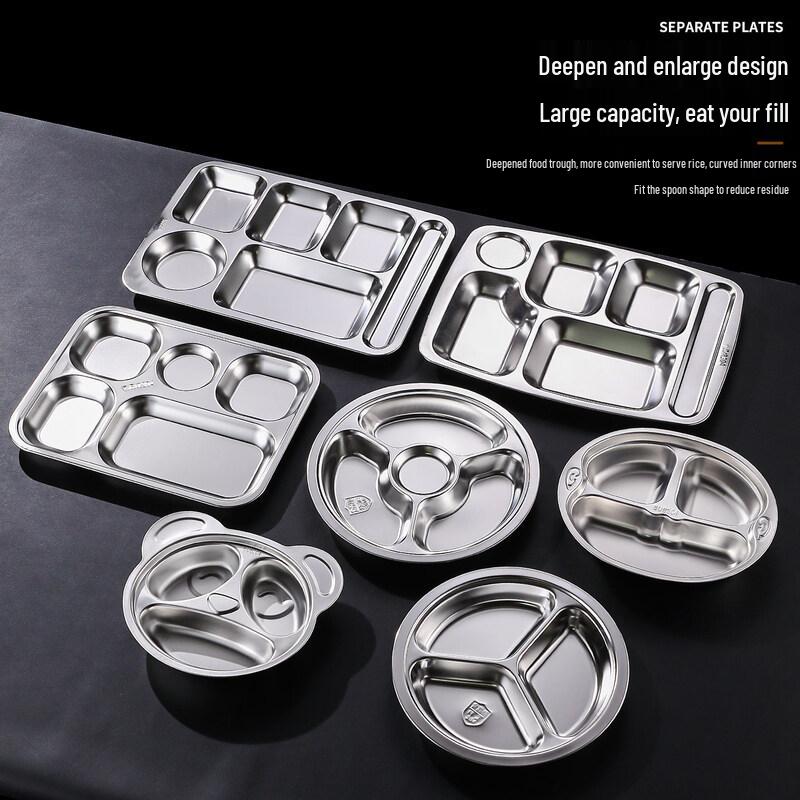 Stainless Steel Shallow Divided Food Tray