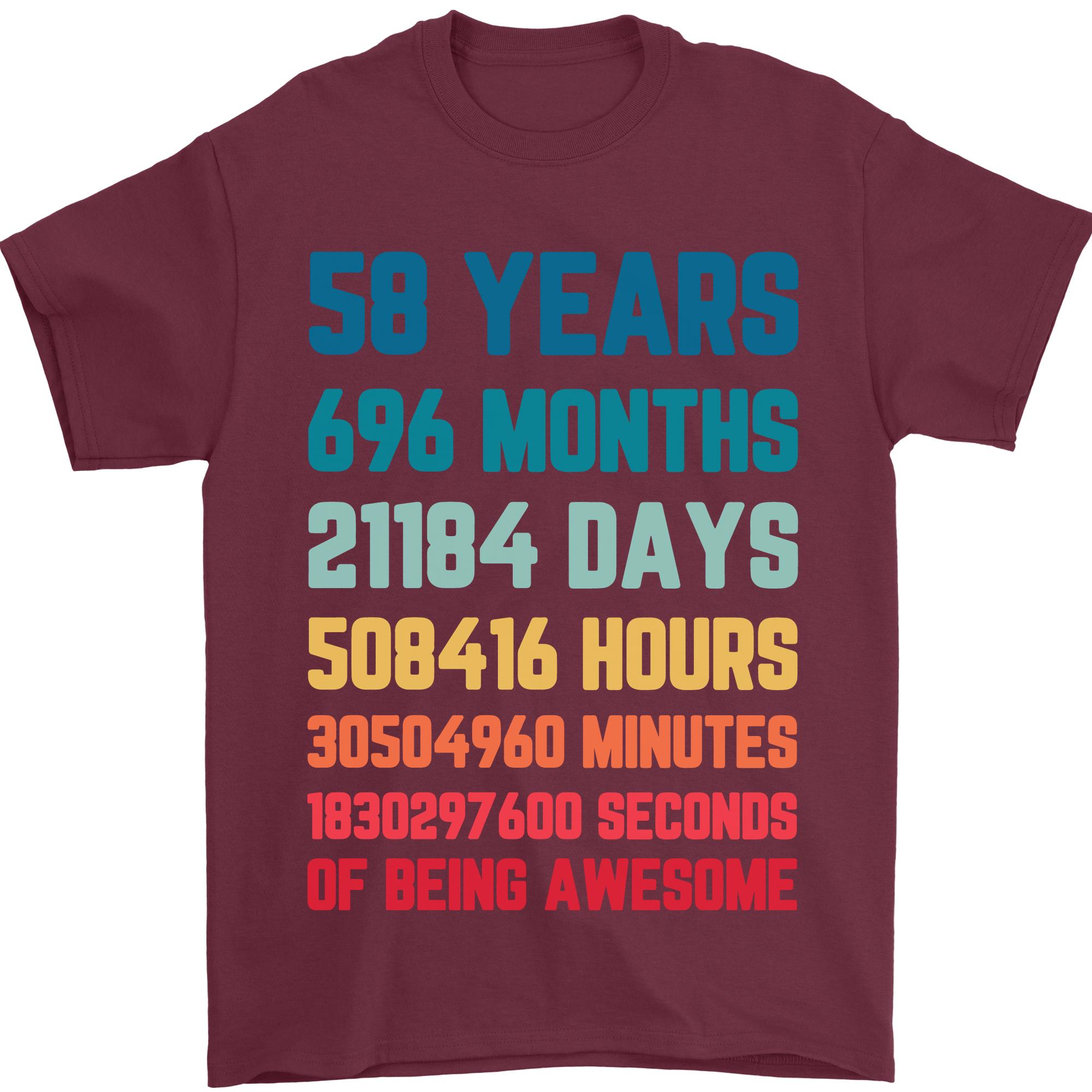 58th Birthday 58 Year Old Unisexs TShirt 100 Cotton S