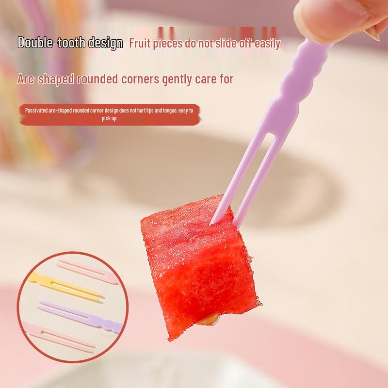 OLOEY Disposable Bamboo-Joint Plastic Fruit Forks
