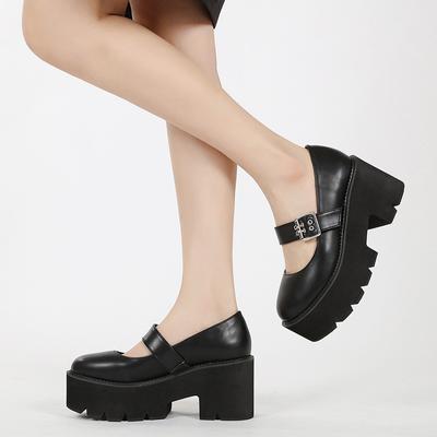 Dámské boty na vysokém podpatku Nový přírůstek Dámské Klasické Lodičky Boty Jaro Černé Mary Jane Podpatky Módní Přezka Platforma Lolita Boty Žena
