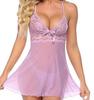 Sexy Suspender Nightdress Robe Thin with Chest Pad Lace Backless Casual Perspective Loungewear Set