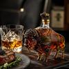 Buffalo Shaped Glass Liquor Bottle High Borosilicate Glass Whiskey Decanter Decorative Spirit Container with Cap for Home Bar Display