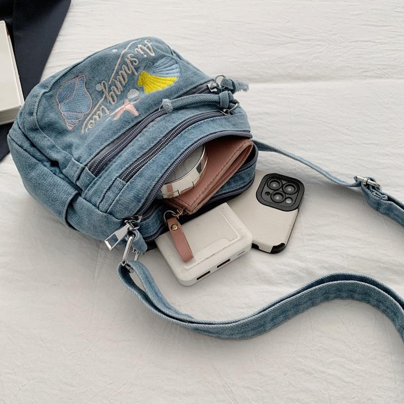 Bestickte Handytasche Jeans-Tasche Damen Umhängetasche