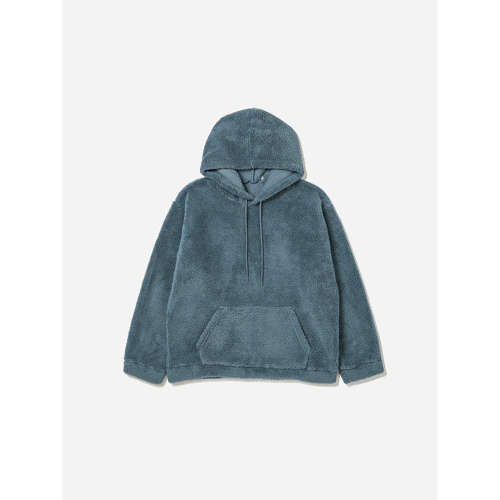 Daiso [common] FLuffy Long SLeeve FLeece Hoodie L bLue