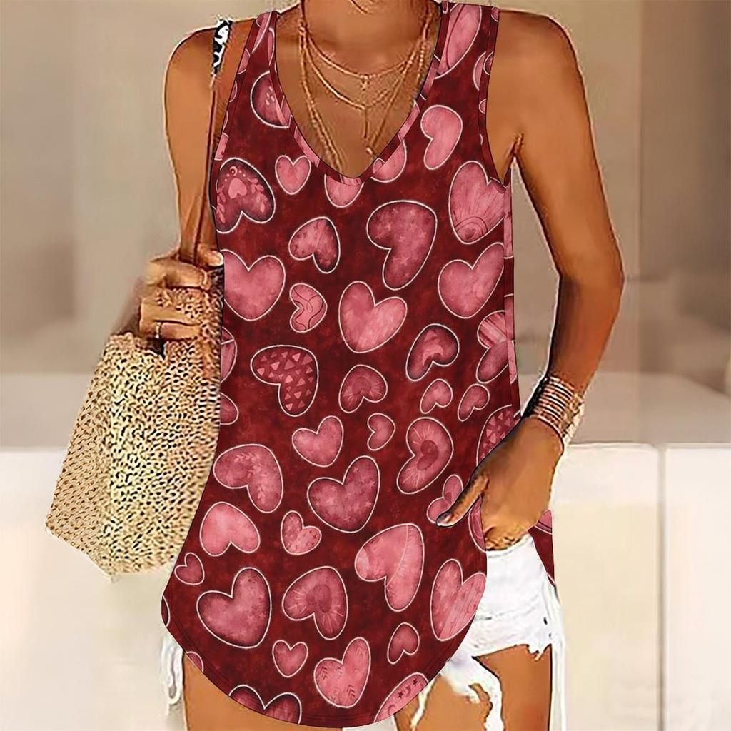 Topy bez rękawów z nadrukiem w kształcie serca 3D dla kobiet, do ćwiczeń, jogi, na siłownię, letnie koszulki sportowe z nadrukiem, rozmiary plus, ekskluzywne na Walentynki