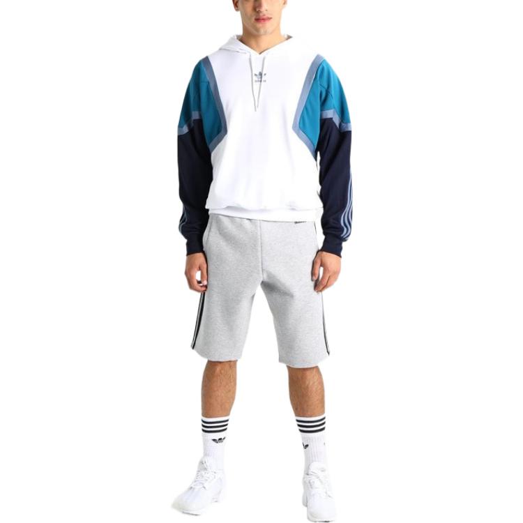 adidas Originals Felpa con Cappuccio Trefoil Nova Color Block Logo Stampato Manica Lunga Felpa Uomo felpe Bianco CE4801
