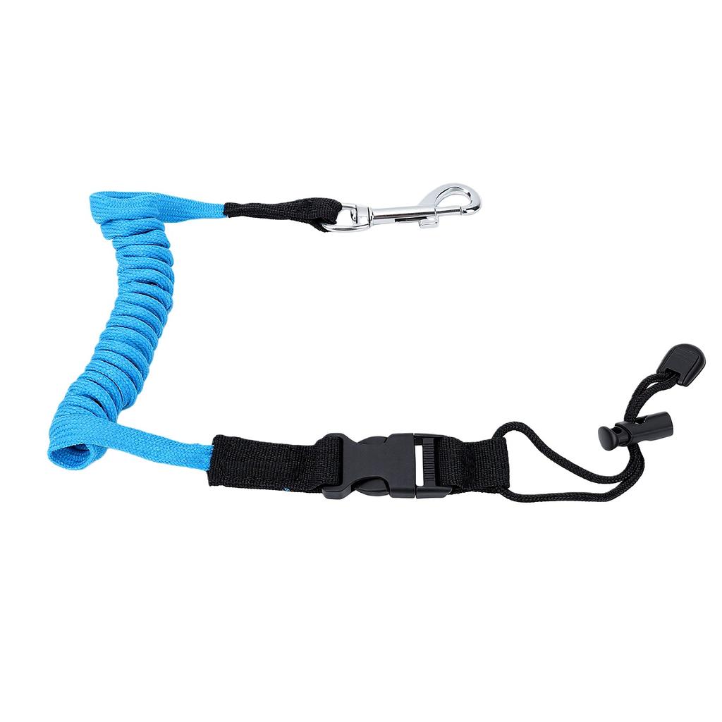 Kayak Paddle Leash Stretchable Shock Cord Fishing Pole Safety Tether with Ti Alloy Hook Shock Absorbing Rope Blue