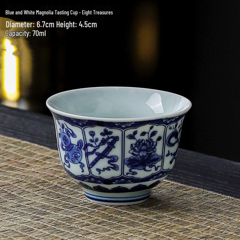 Dehua Ceramics Retro Blue & White Kung Fu Tea Cup - Exquisite Small Scent Tasting Cup for Guests