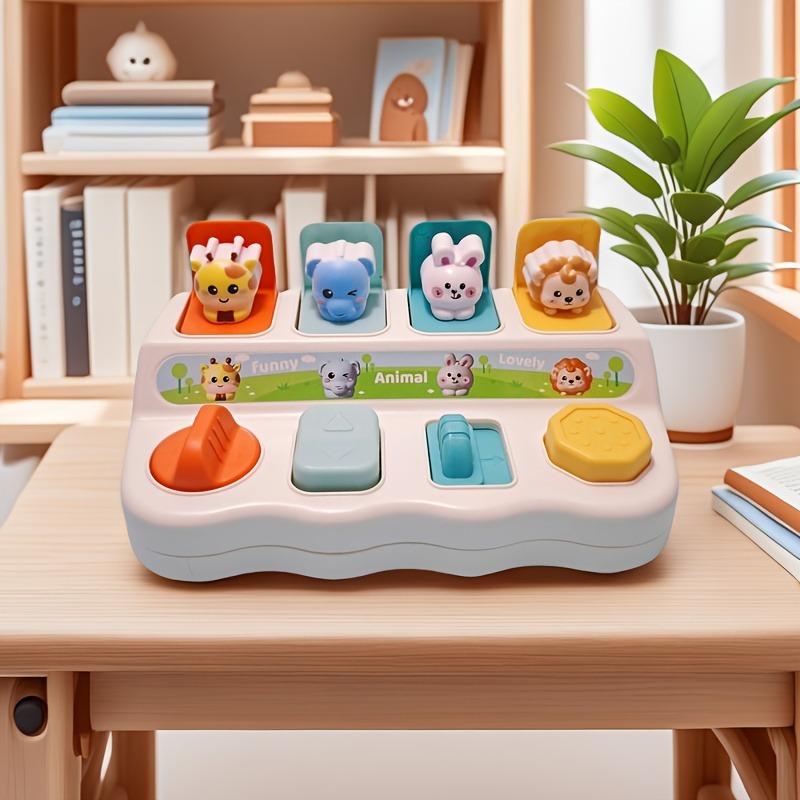 1 Stück Tier-Pop-Up-Spielzeug mit Peekaboo-Schaltern, Frühe pädagogische Lernaktivität für Kleinkinder Baby kognitives Training