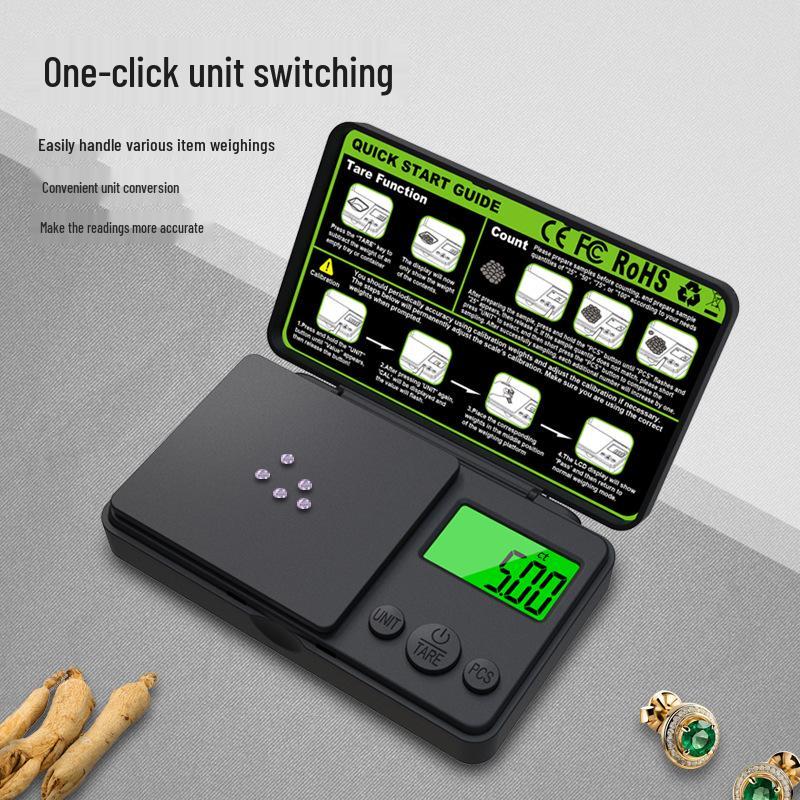 

Высокоточные портативные мини-электронные весы для граммов - Идеально подходят для чая, ювелирных изделий, золота и многого другого Black 200g/0.01g