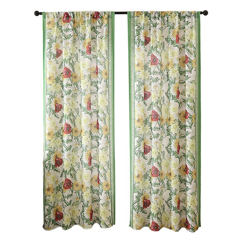 Perdele Moderne Simple cu Imprimeu cu Plante Proaspete, de Înaltă Calitate, cu Imprimeu Dezordonat Semi-Opac, pentru Birou, Living, Balcon, Dormitor