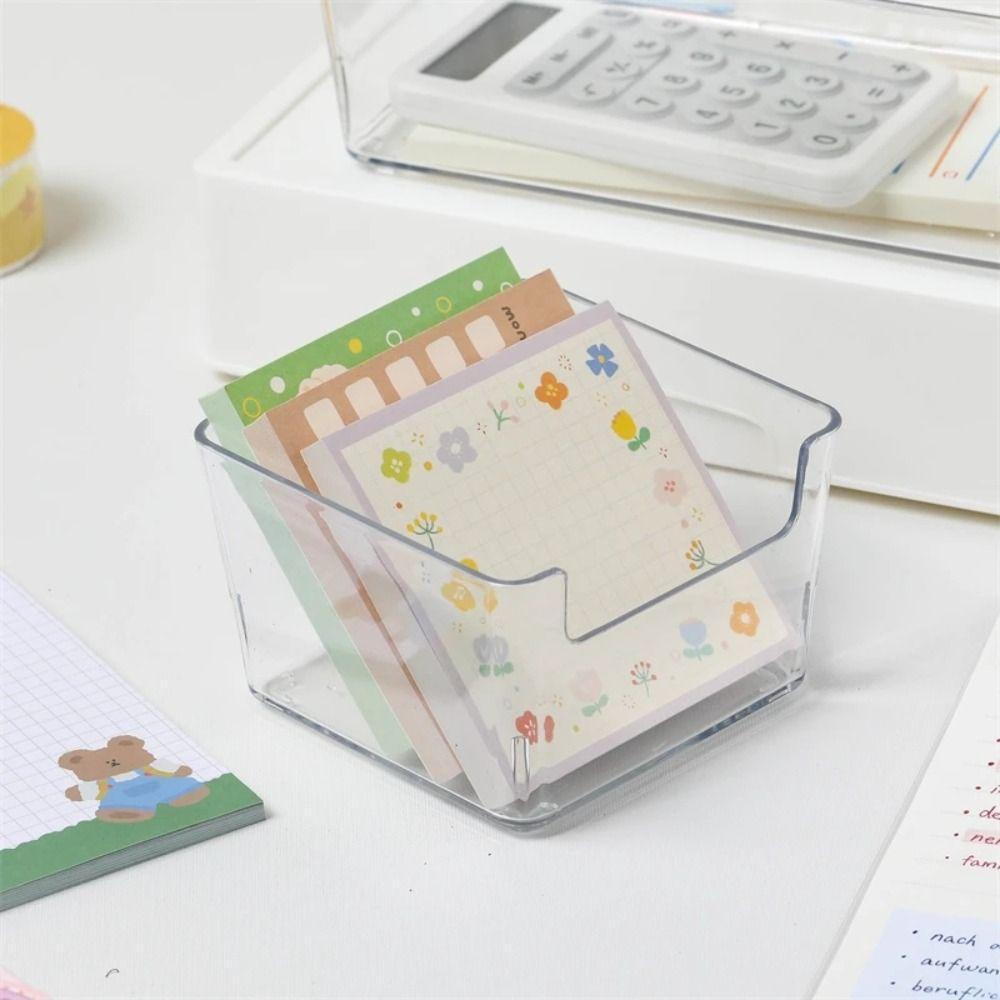 Chic Acrylic Note Holder Transparent Desk Organizer INS Clear Note Box  Office