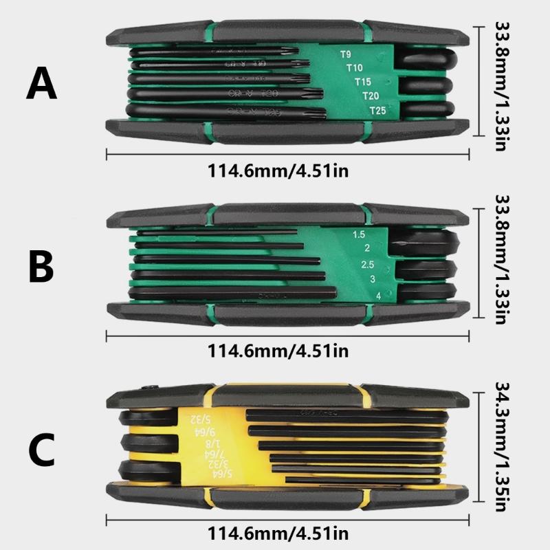 Folding Wrenches Set Hex Key Set Included Portable Key Set for Basic Home Repair Applications Easy Storage Applications