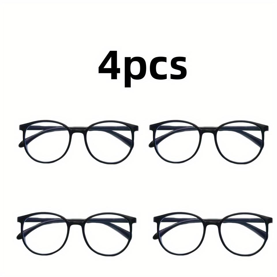 

4 шт. Модные декоративные очки для чтения с круглой оправой и защитой от синего света, подходят как для мужчин, так и для женщин 4.0