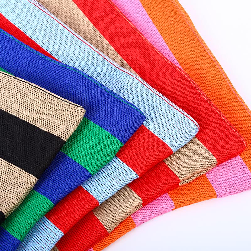 Knitted Fabric Women Handbag Stripes Design Eco Small Shopping Bag Decoration Purse Contrast Colors Woolen Cloth Tote For Ladies