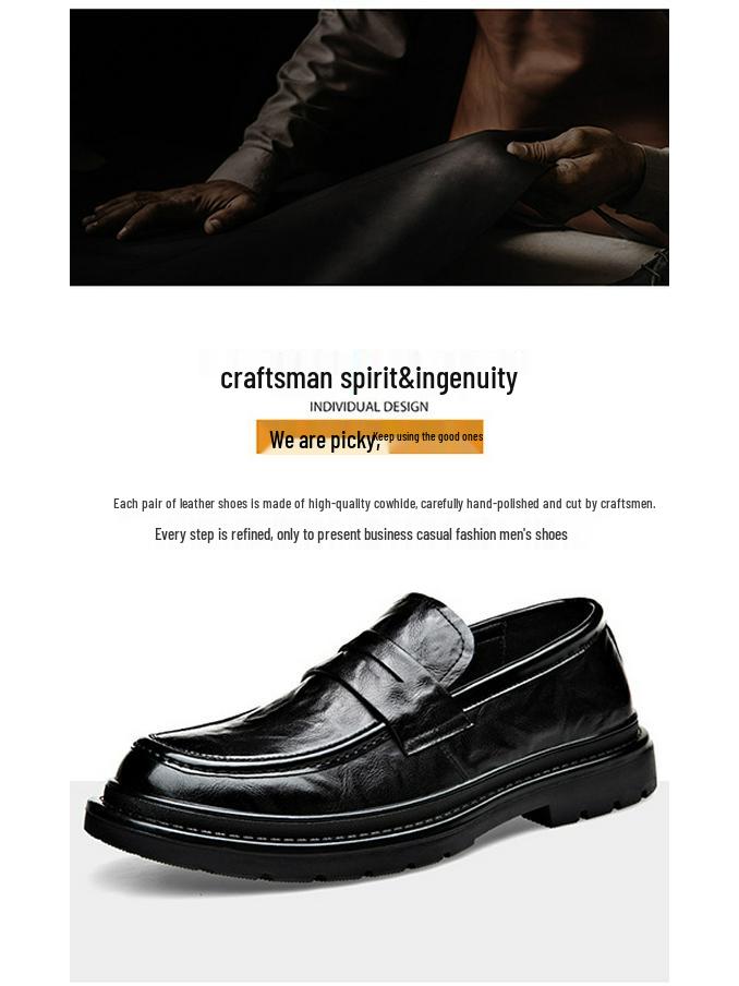 Herren Echtleder Slipper - Herbst/Winter 2025, Business Casual, Britischer Stil, Weiche Sohle, Rutschfest, Ideal für Hochzeiten.