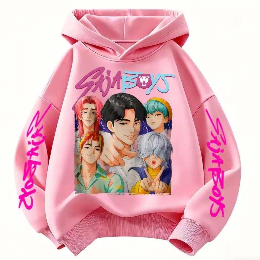 Korean-style Kids Fashion Hoodie Kpop Demon Hunter Fleece Sweatshirt Cute Harajuku-style Girls Fall/Winter Pullover