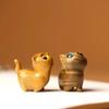 Green Sandalwood Woodcarving Curiosity Cat Animal Creativity Cute Wooden Cat Toys Birthday Gift