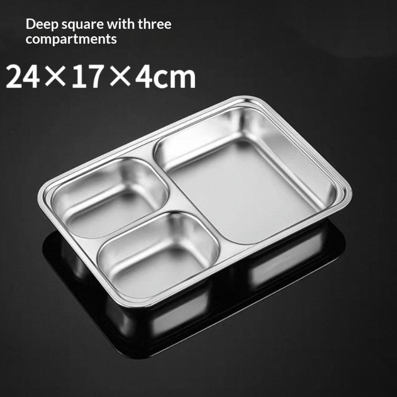 304 Stainless Steel Partitioned Dinner Plate Lunch And Dinner Tray Divided Plates Dinnerware Plate Thick Compartmentalized Plate