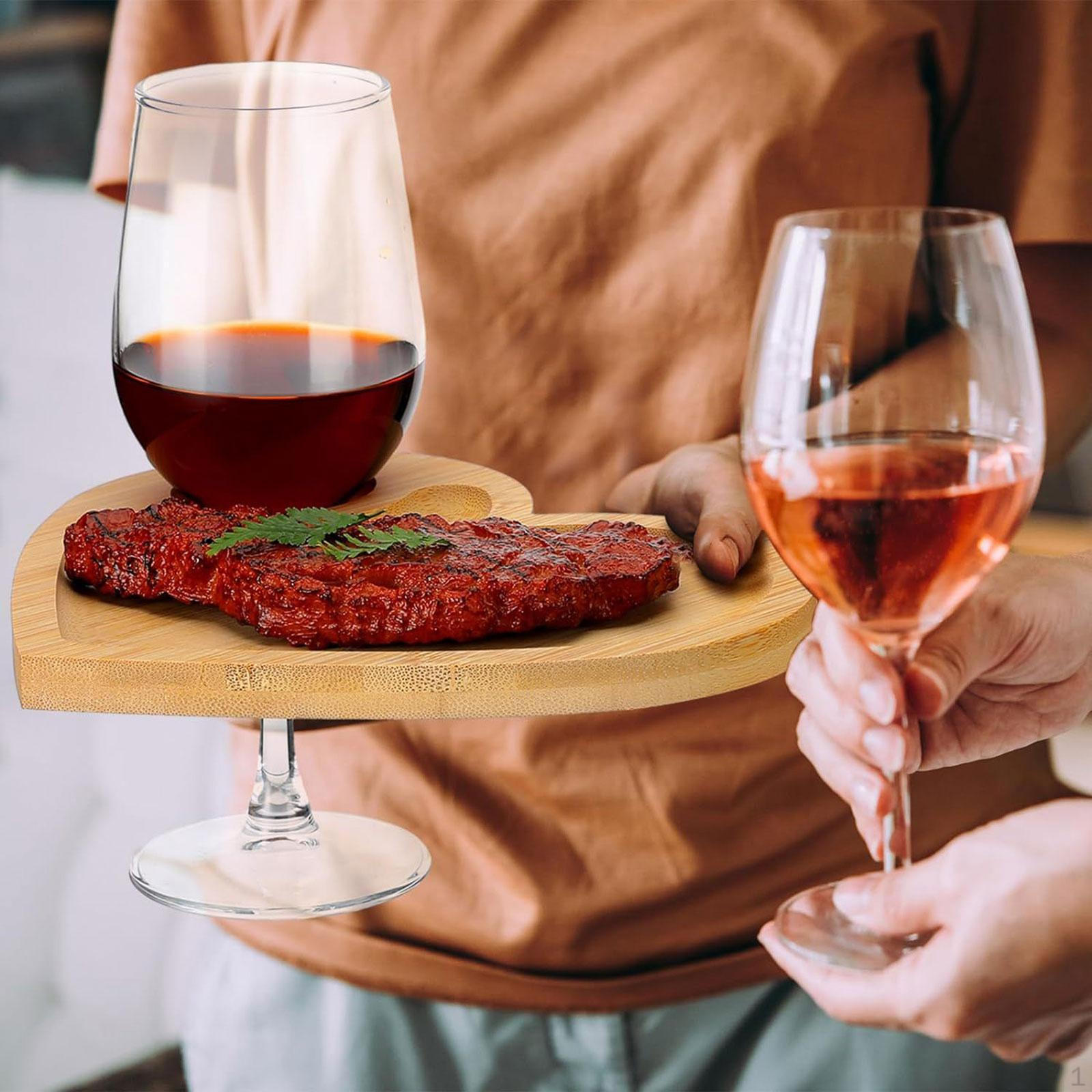 

27cm Heart Wooden Appetizer Plate Board for Party Dining Lightweight with Glass Slot Multipurpose