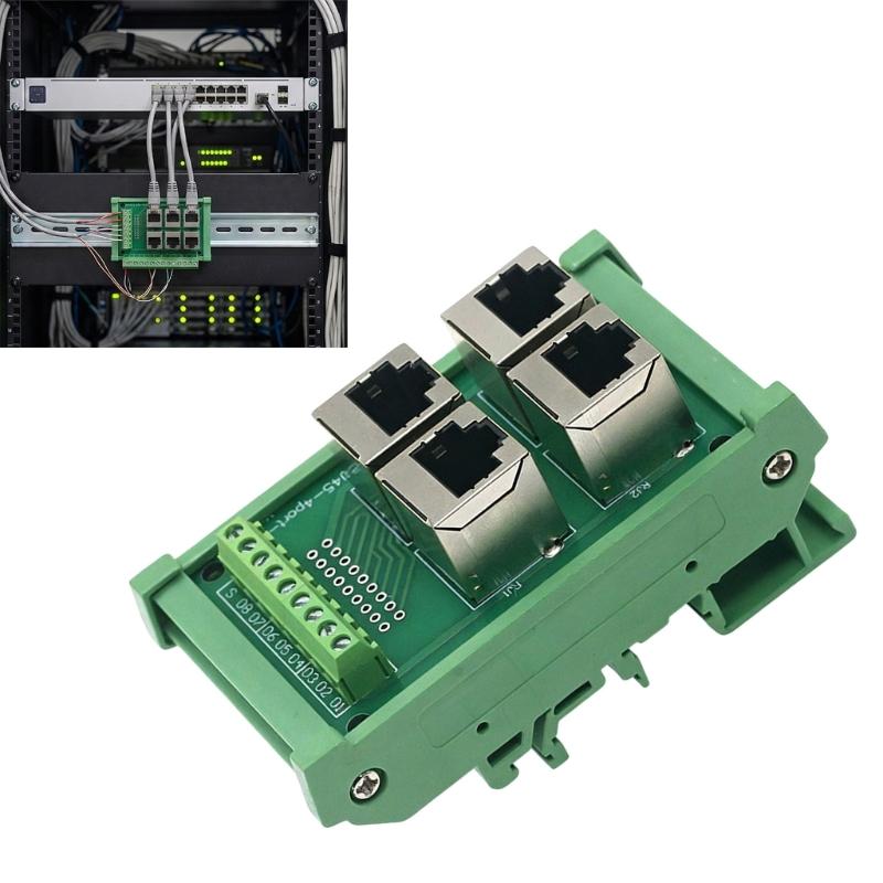 4 Way RJ45 8P8C Ethernet Port Adapter With Vertical Mounting For Space Saving Installation