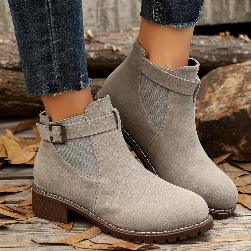 [Retro Slip-On Shoes] Retro Slip-On Women's Casual Low Heel Fabric Shoes with Round Toe TPR Sole