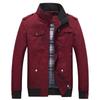 New washed pure cotton men's jacket large size blue stand-up collar men's top jacket men's