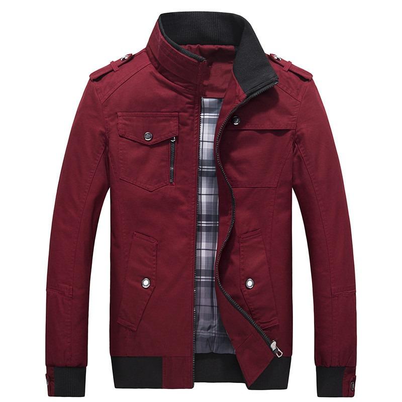 New washed pure cotton men's jacket large size blue stand-up collar men's top jacket men's